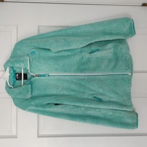 The North Face Girl's Size Medium 10/12 Mint Green Fleece Soft Furry Jacket VGUC